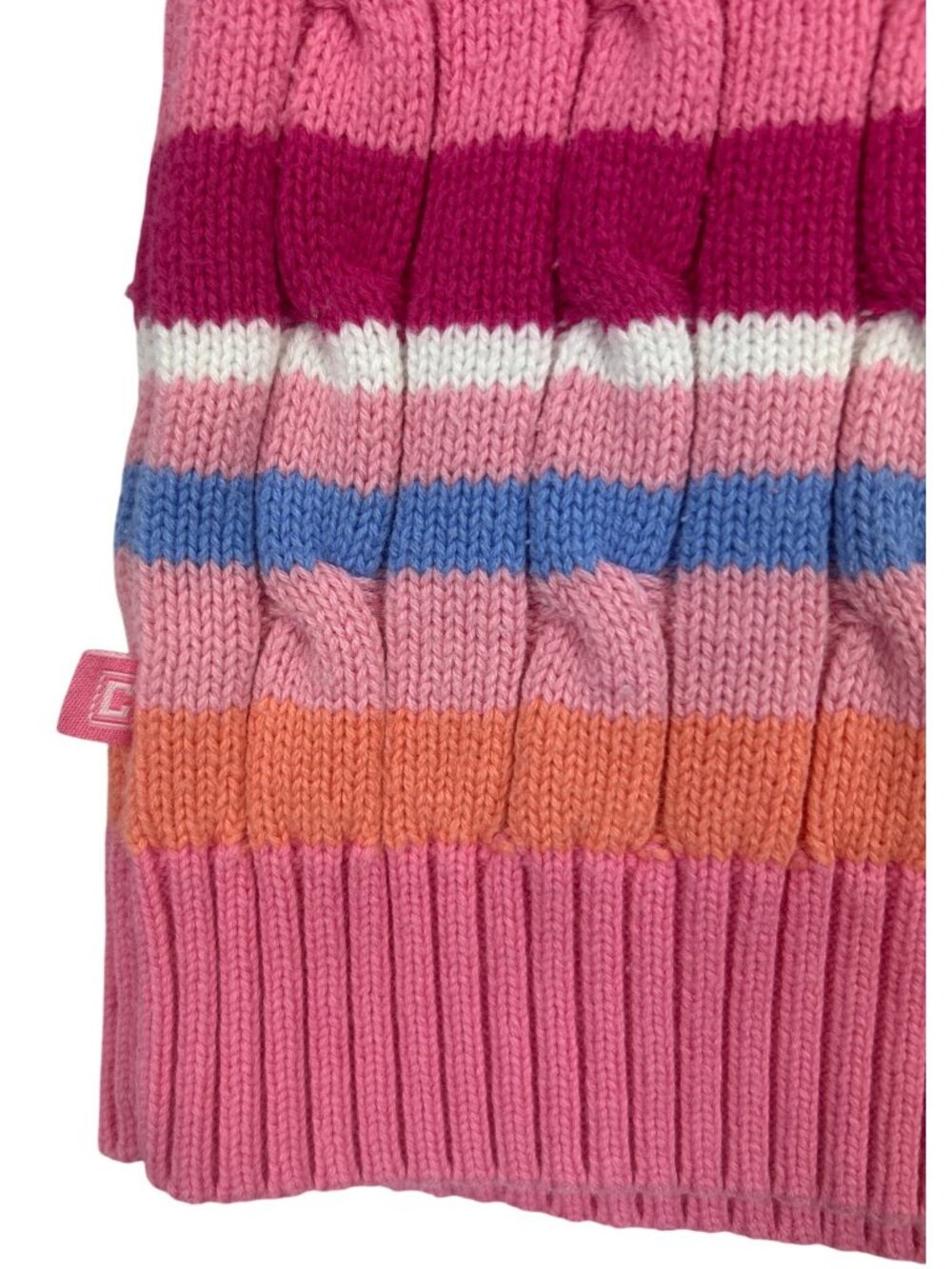 Chaps Women’s L V-Neck Cable Knit Sweater Striped Cotton Multicolor - Picture 5 of 10